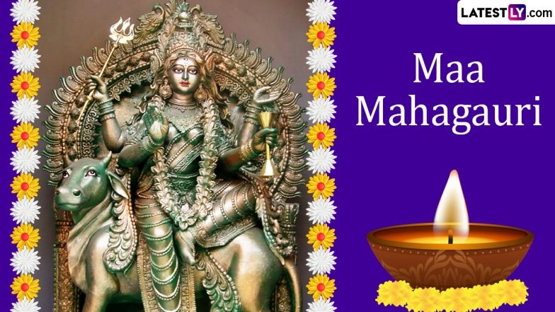 Maa Mahagauri Images & Chaitra Navratri 2024 Day 8 Goddess Wallpapers for Free Download Online: Share Wishes, Messages and Greetings To Celebrate the Eighth Day of Navratri