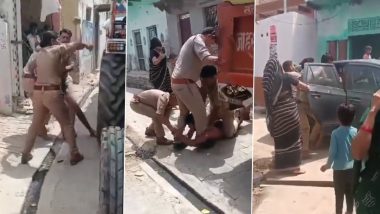 Uttar Pradesh: Police Team Try To Overpower Man Accused of Attempt to Murder As He Tries To Resist Arrest in Mathura, Video Surfaces