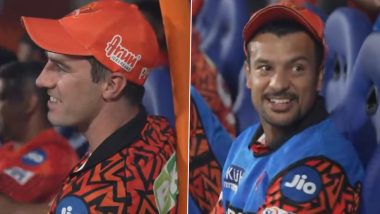 Mayank Agarwal, Pat Cummins and Other Sunrisers Hyderabad Players React As Travis Head and Abhishek Sharma Register Highest Ever Powerplay Score in T20s During DC vs SRH IPL 2024 (Watch Video)