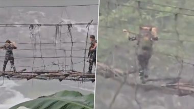 Lok Sabha Elections 2024: Female Cops Cross Mighty Kameng River Through Traditional Bamboo Bridge After Repolling in Arunachal Pradesh, ECI Shares Video