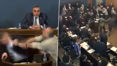 Georgia Parliament Brawl Video: MP Punches Opponent in Face in Brawl Over 'Foreign Agents' Bill