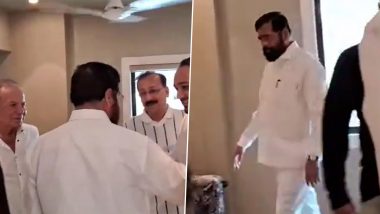 Salman Khan Firing Incident: Maharashtra CM Eknath Shinde Arrives At Salman Khan's Home Galaxy Apartments in Mumbai (See Pics and Video)