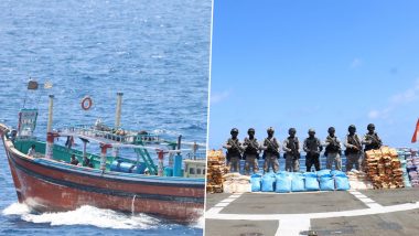 Indian Navy Frigate INS Talwar Seizes Nearly a Ton of Illicit Drugs in Arabian Sea in First Mission As CMF Member (See Pics)