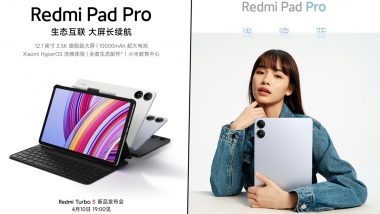 Redmi Pad Pro To Launch in China Alongside Redmi Turbo 3 on April 10; Check Specifications, Design and Features of Redmi's New Tablet