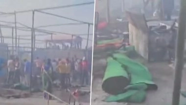 Pandokhar Sarkar Dham Fire: Cottage Built for Saints Gutted As Blaze Erupts at Pandokhar Dham in Madhya Pradesh (Watch Video)