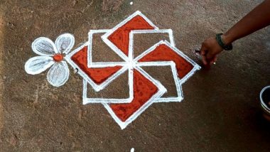 Ugadi 2024 Muggulu Designs: From Creative to Easy Kolams With Dots, Colourful Ugadi Rangoli Designs To Adorn Your Home for the Telugu New Year (Watch Videos)