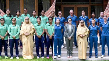 PM Sheikh Hasina Meets Bangladesh Women's and Australia Women's Cricket Teams Ahead of 3rd T20I 2024 (View Pics)