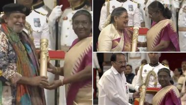 Padma Awards 2024: President Droupadi Murmu Confers Prestigious Award to M Venkaiah Naidu, Mithun Chakraborty, Usha Uthup, Ram Naik at Rashtrapati Bhavan (Watch Videos)