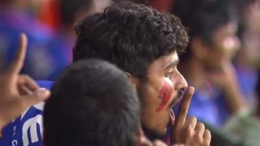 RCB Fan Performs ‘Silence' Gesture at SRH Supporters in Hyderabad During Sunrisers Hyderabad vs Royal Challengers Bengaluru IPL 2024 Match, Video Goes Viral