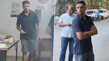 Indian Cricket Team Coach Rahul Dravid Spotted in Queue to Cast Vote in Bengaluru for Lok Sabha Elections 2024 (Watch Video)