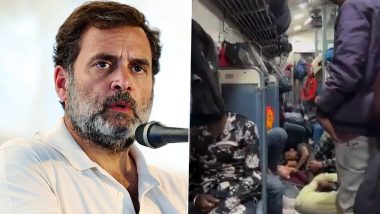 Rahul Gandhi Shares Video of People Travelling in Railways by Sitting on Floor and Hiding in Toilets, Says 'Travelling by Train Has Become Punishment in Narendra Modi's Rule'