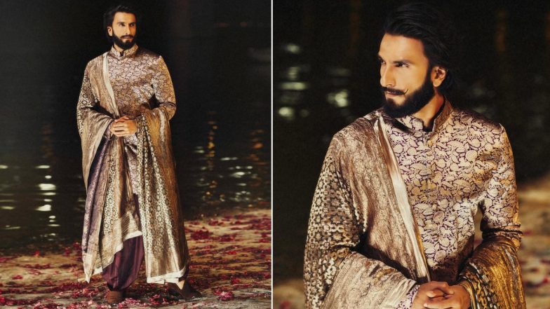 Ranveer Singh Looks Dapper in an Exquisite Banarasi Ensemble by Designer Manish Malhotra, Celebrates Indian Craftsmanship at Historic Namo Ghat in Varanasi (View Pics)