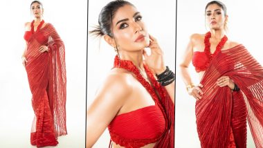 Raveena Tandon Makes a Fashion Statement in a Red Saree, Stands Against Global Warming and Rising Heatwaves (View Pics)
