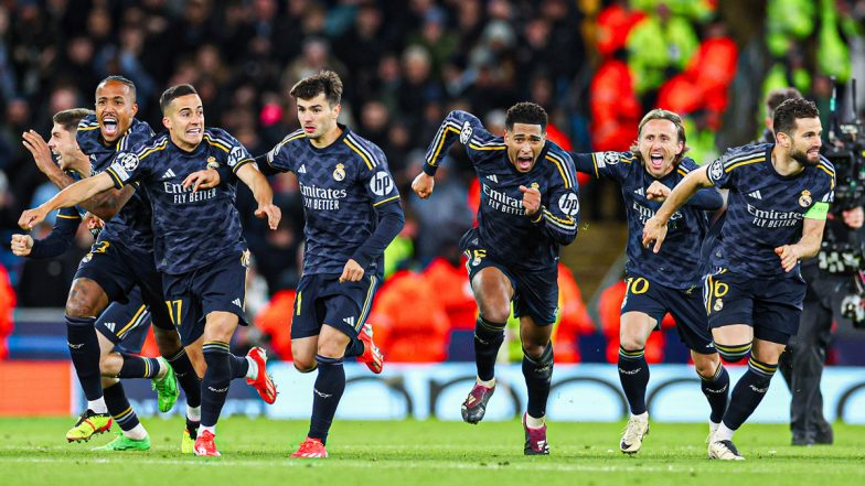 Manchester City 1(3)-1(4) Real Madrid, UEFA Champions League 2023–24: Los Blancos Prevail Over Cityzens on Penalties To Qualify for Semi-Finals