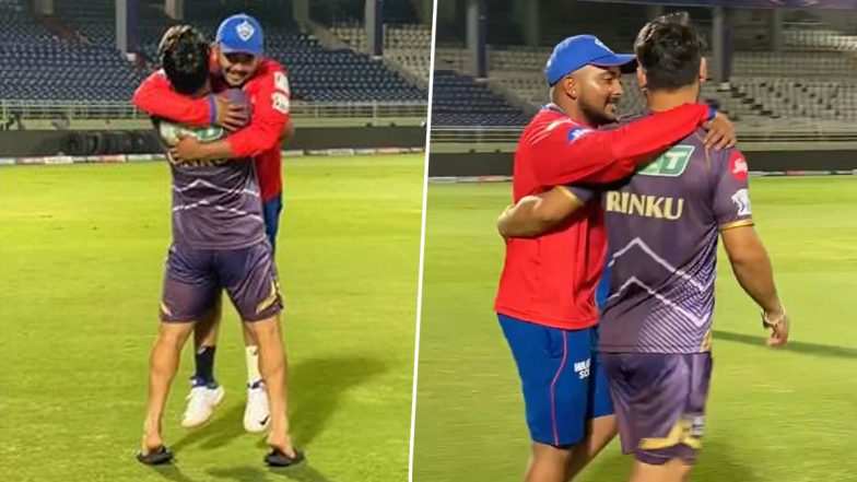 Rinku Singh and Prithvi Shaw Share a Heartwarming Moment During Training Session Ahead of DC vs KKR IPL 2024 Clash (Watch Video)