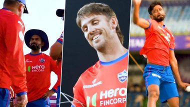 Rishabh Pant, Mitchell Marsh, Khaleel Ahmed and Other Players Sweating It Out in Training Session Ahead of DC vs KKR IPL 2024 Clash (Watch Video)