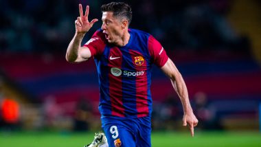 Barcelona 4–2 Valencia, La Liga 2023–24: Robert Lewandowski Hattrick Helps Blaugrana Prevail Over Che (Watch Goals Video Highlights)