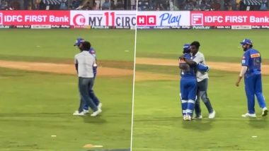 Fan Breaches Security to Hug Rohit Sharma During MI vs RR IPL 2024 Match, Video Goes Viral