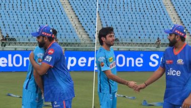 Rohit Sharma Meets Ravi Bishnoi in Practice Ahead of LSG vs MI IPL 2024 Match, Asks 'Bal Kab Katwa Raha Hai?' (Watch Video)