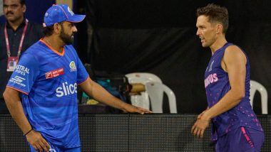 Rohit Sharma Shares a Word With Trent Boult During Training Session Ahead of MI vs RR IPL 2024 Clash (View Pic)