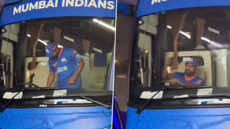 Rohit Sharma in Jovial Mood As He Tries To Drive Mumbai Indians Team Bus, Asks Fans To Move Way; Video Goes Viral