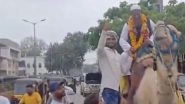 Saheb Khan Pathan, Independent Candidate From Maharashtra&rsquo;s Aurangabad, Files Nomination for Lok Sabha Polls Riding a Camel (Watch Video)
