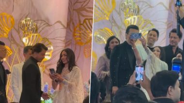 Video of Shah Rukh Khan Obliging To Take a Selfie With Anand Pandit’s Daughter Onstage at Her Wedding Reception Is Winning Hearts – WATCH