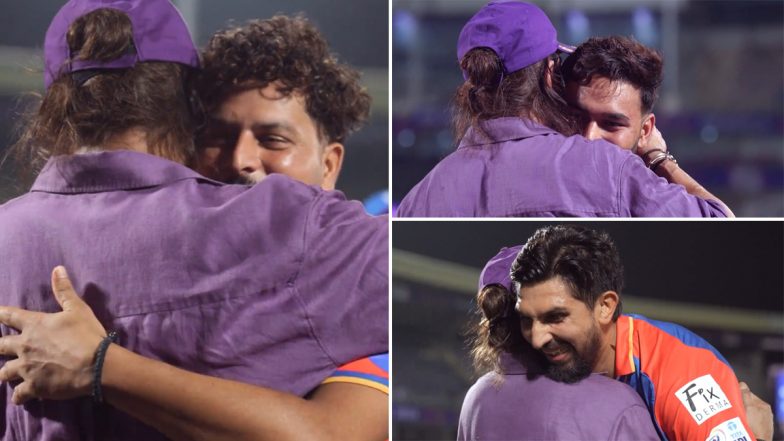 Shah Rukh Khan Hugs Rishabh Pant, Kuldeep Yadav, Ishant Sharma and Other Players Following KKR’s 106 Runs Victory Over DC in IPL 2024 Clash (Watch Video)