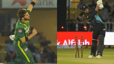 Castled! Shaheen Afridi Cleans Up Tim Robinson With Sensational Delivery in First Over During PAK vs NZ 1st T20I 2024 (Watch Video)