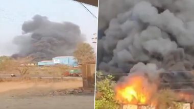 Maharashtra Fire: Massive Blaze Erupts at Chemical Godown in Shahpur's Kalamgaon (Watch Video)