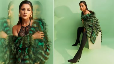 Shehnaaz Dazzles in a Fabulous Green Outfit With Fur Detailing, Leaving Fans in Awe With Breathtaking Photos (View Pics)