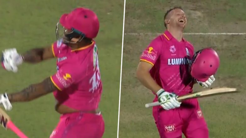 Shimton Hetmyer Celebrates in Joy As Jos Buttler Reaches His Century In the Last Ball of the Innings During RR vs RCB IPL 2024 (Watch Video)