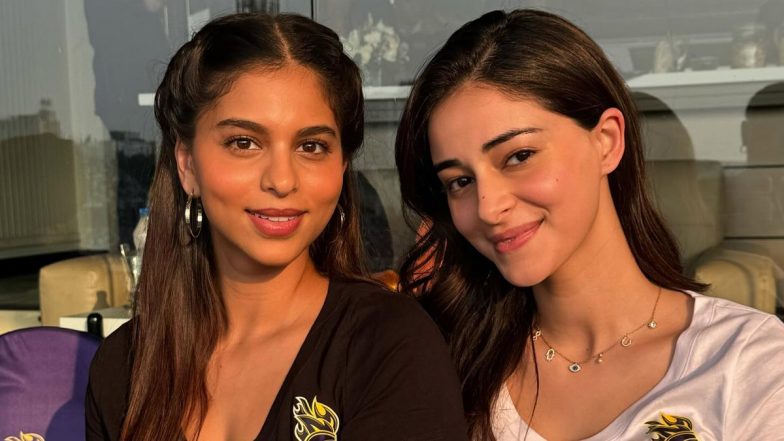 Besties Suhana Khan and Ananya Panday Flaunt Their Million-Dollar Smiles While Enjoying Kolkata Knight Riders’ Match (View Pic)