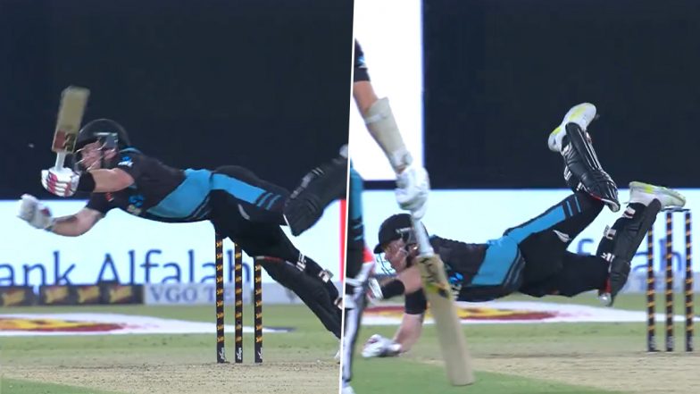 Tim Seifert Makes Full-Stretched Dive As He Attempts to Play A Shot While Batting During PAK vs NZ 5th T20I 2024, Video Goes Viral