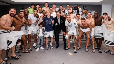 American Football Quarterback Tom Brady Celebrates With Real Madrid Squad in Dressing Room Post Their El Clasico Win Over Barcelona, Video Goes Viral