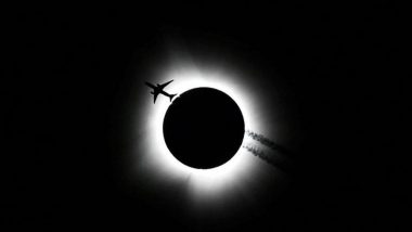 Solar Eclipse 2024: Viral Image Captures Plane Near Total Eclipse in Bloomington, Indiana (View Post)