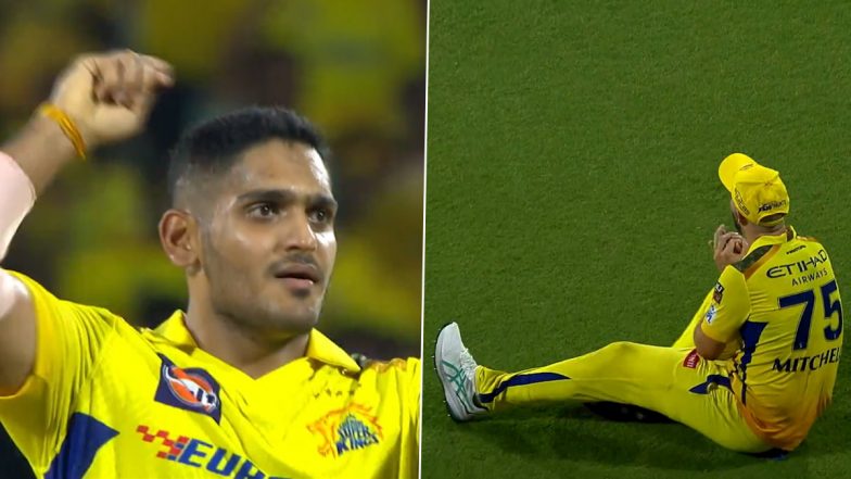 Tushar Deshpande Imitates Dwayne Bravo's Celebration After Dismissing Andre Russell During CSK vs KKR IPL 2024 (Watch Video)