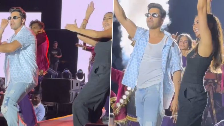 Varun Dhawan and Prajakta Koli Fans Cheer Loudly As the Duo Dance to ‘The Punjaabban Song’ at an Event (Watch Video)