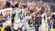 Vinicius Jr, Rodrygo and Brahim Diaz Celebrate With Fans in Stands After Jude Bellingham's Winning Goal in Real Madrid vs Barcelona La Liga 2023-24 El Clasico (watch Video)