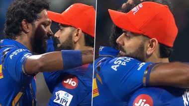 Virat Kohli Hugs Hardik Pandya After MI’s Seven-Wicket Win Over RCB in IPL 2024 (Watch Video)