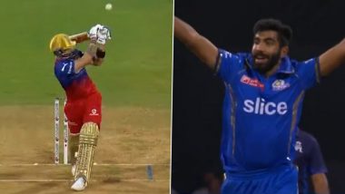 Virat Kohli Wicket Video: Watch Jasprit Bumrah Dismiss Star Cricketer Caught-Behind During MI vs RCB IPL 2024