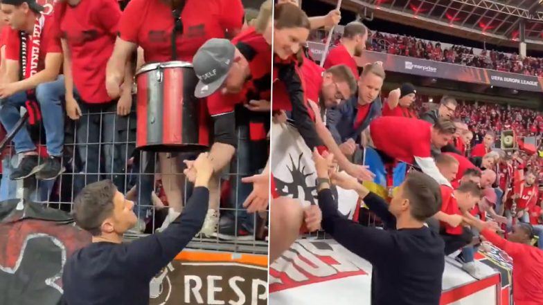 Xabi Alonso Meets Fans After Bayer Leverkusen Wins First-Ever Bundesliga Title (Watch Video)