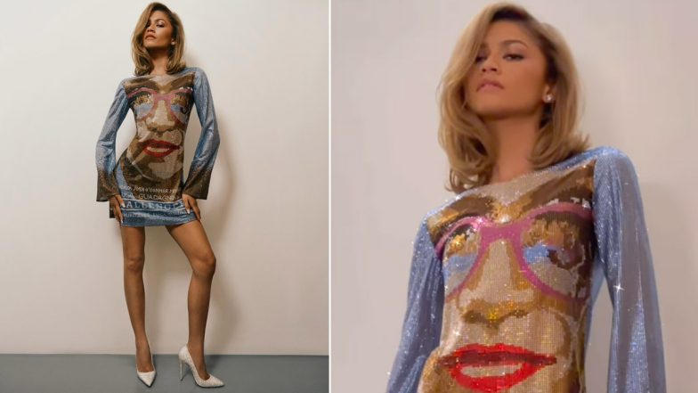 Zendaya Rocks Shimmery Minidress at the Promotion of Her Latest Film, Features ‘Challengers’ Movie Poster on It (View Pics and Video)