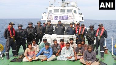 Drug Bust in Gujarat: Drugs Worth Rs 600 Crore Seized from Pakistani Boat off Gujarat Coast; 14 Crew Members Held (See Pics)