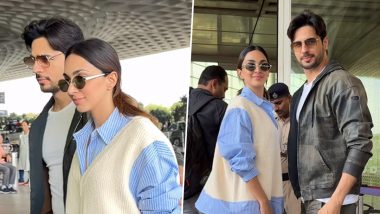 Sidharth Malhotra and Kiara Advani Spotted at Airport; Candid Moment Captured As Yodha Actor Blushes at Pap’s ‘Love You’ (Watch Video)