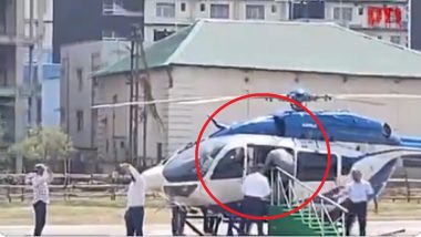 West Bengal CM Mamata Banerjee Falls While Boarding Helicopter in Durgapur, Sustains Minor Injury (Watch Video)