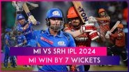 MI vs SRH IPL 2024 Stat Highlights: Suryakumar Yadav Stars In Mumbai Indians' Victory Over Sunrisers Hyderabad