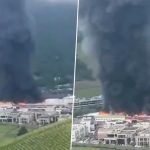 Bolzano Fire: Heavy Smoke Engulfs Sky as Blaze Erupts in Alpitronic Factory in Italy’s South Tyrol Province, Airspace Closed in the Region (Watch Video)