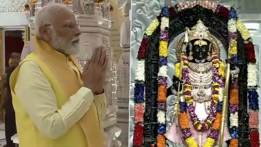 PM Modi Ram Mandir Visit: Prime Minister Narendra Modi Offers Prayers to Lord Ram Lalla at Ayodhya Temple, Video and Pics Surface