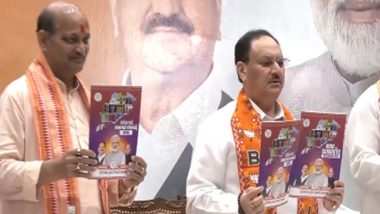 BJP Manifesto for Odisha Assembly Elections 2024: JP Nadda Releases Party’s Ghoshna Patra, Vows To End Corruption of BJD (Watch Video)